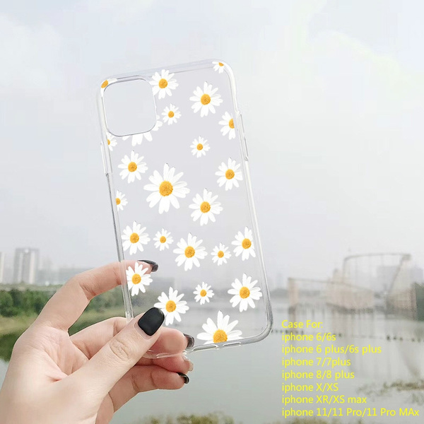 Cute Daisy Pattern Phone Case for Iphone 11 11pro 11 Pro Max Transparent Soft TPU Back Cover for Iphone 6 6s 6p 6sp 7 7p 8 8p Flower Iphone X XR XS