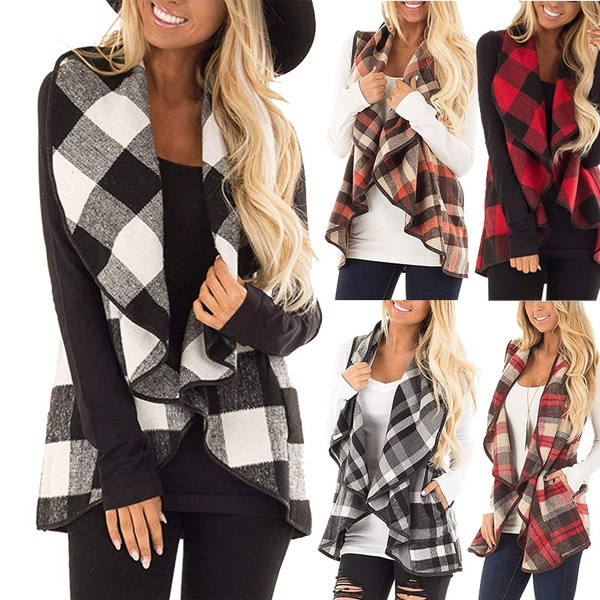 plaid vest cardigan