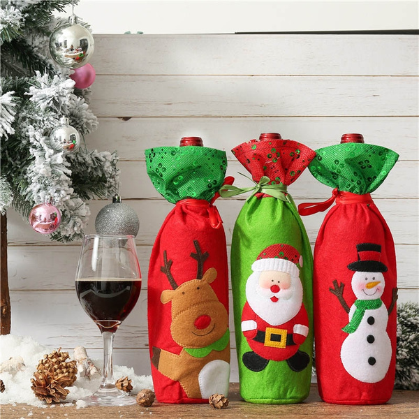 Holiday Wine Bottle Decorations with Lights - Santa, Snowman, Christmas  Tree, Wine Bottle Decor, Wine Bottle Crafts, Holiday Decorations