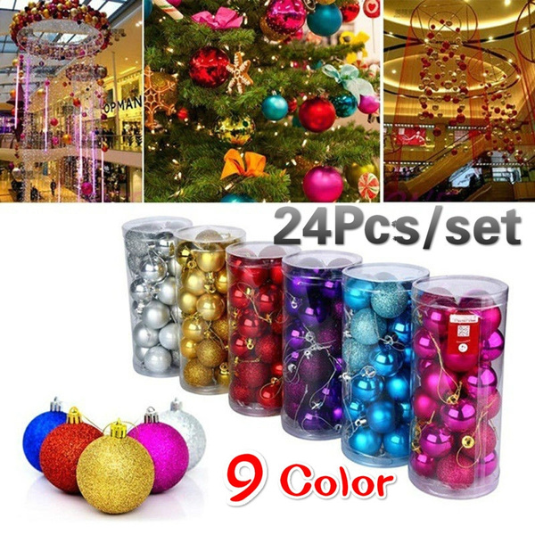 24PCS Christmas Xmas Tree Ball Bauble Home Party Ornament Hanging Decor 30mm 
