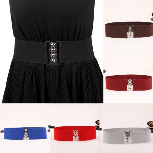 3 Pieces Women Wide Belt Elastic Cinch Waistband Stretch Dress Belt For  Ladies-black+red