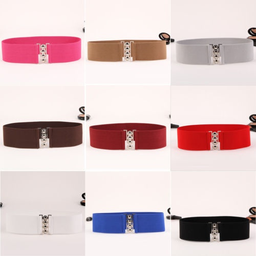 Women's Elastic Cinch Belt Extra Wide Stretch Waist Band with Buckle Many Colors 