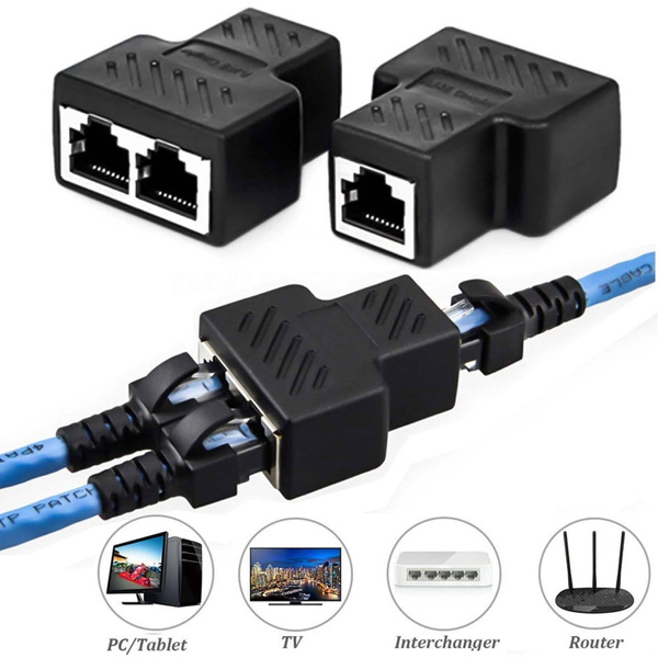 RJ45 Splitter Cord 1 to 2 Ways Dual Female Port LAN Ethernet Cable 