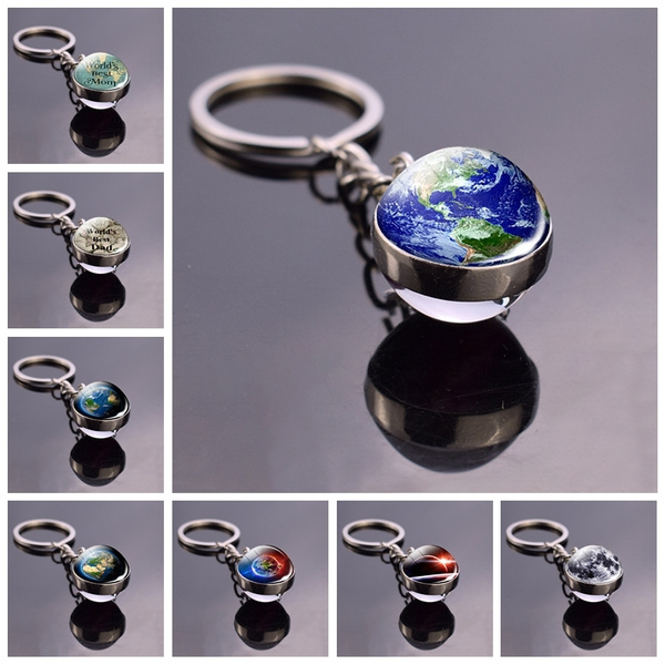 Porte-clés Globe Terrestre En Métal Argenté - Charm Pendentif - Marque Onwomania - Neuf Avec étiquettes