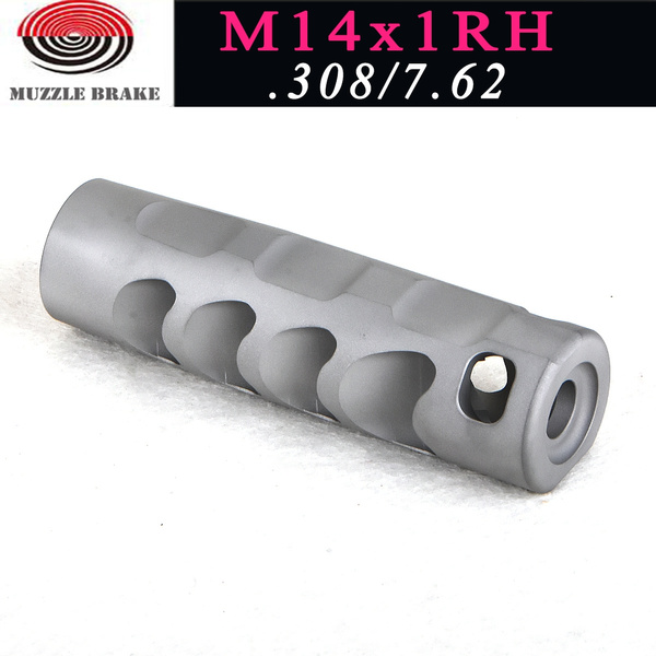 Black .308 Muzzle Brake Compensator M14x1RH Stainless Protector With Crusher+Nut 