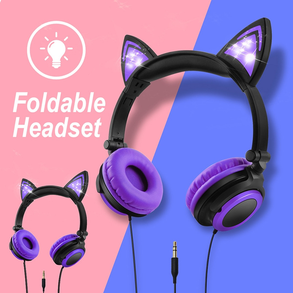 Purple LED Headphones Cat-inspired 