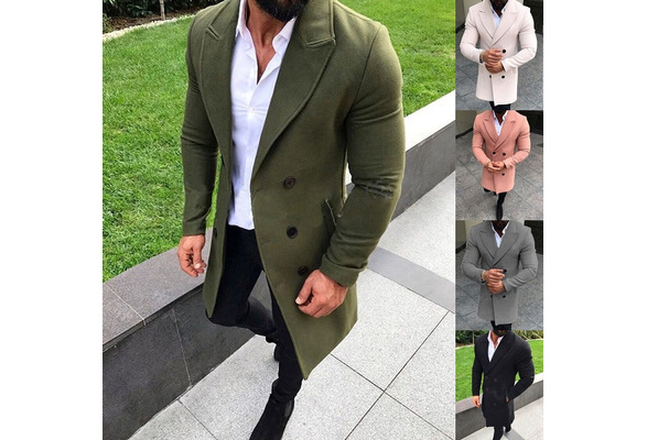 Mens Trench Coat New Fashion Designer Men Long Coat Autumn Winter Double breasted Windproof Slim Overcoat Men Plus Size Wish