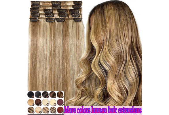 Wish Customer Reviews: Human Hair Extension Stylish Clip-on women Hair  Extensions Soft straight(can be curl and dyed) add hair length volume mix  natural