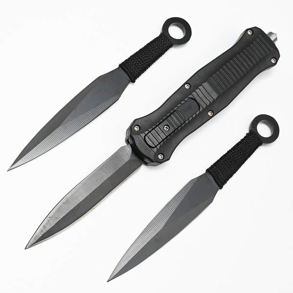 Fighting Combat Knife Set , Double Action Edge OTF Sliding Telescoping