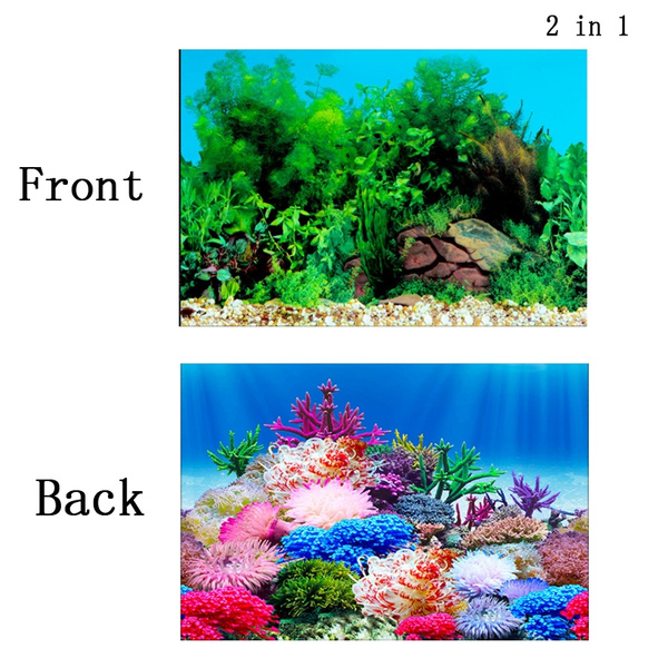 3D Fish Tank Background Painting Sticker Aquarium Landscape Sticker Poster  Double-sided Ocean Sea Plants Backdrop Aquarium Decor