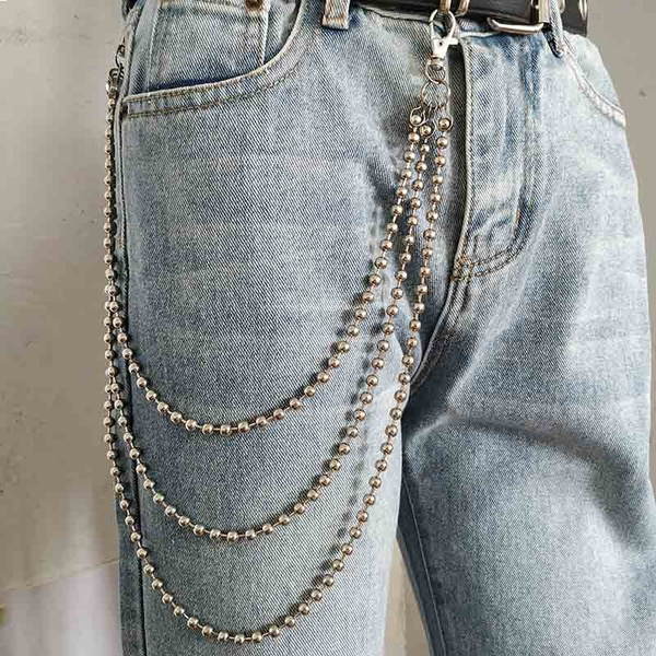 Individual Fashion Street Metal Rock Beads Punk Jeans Waist Chain Jeans ...