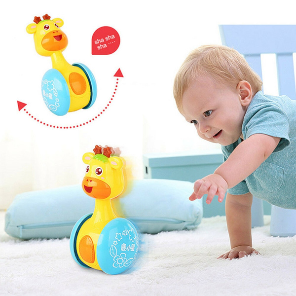 Baby Rattles Tumbler Doll Toy Bell Music Learning Education Toys for 0-12 Months 