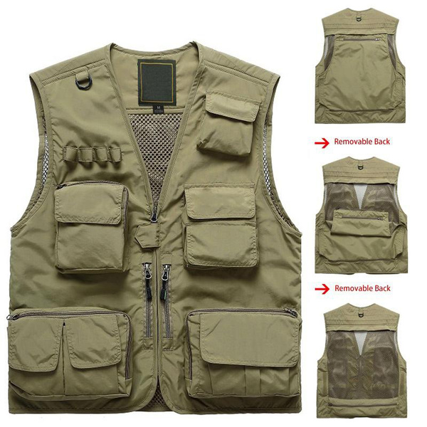 Men's Quick-Dry Fishing Vest Photographer Multi-Pocket Mesh