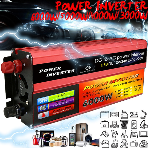 Car Inverter Peak-4000W DC12V to 110V 220V AC Auto Converter 