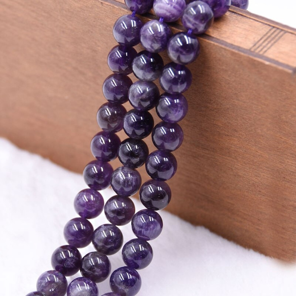 High Quality Natural Stone Purple Crystals Round Loose Beads For ...