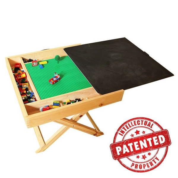 wooden activity table with storage