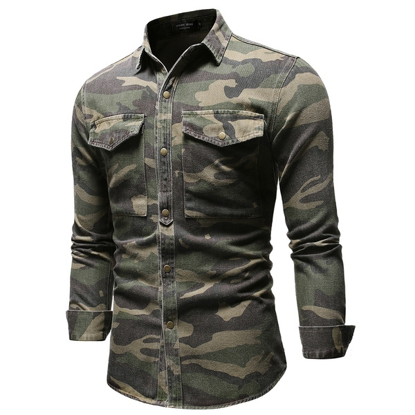 Men Camouflage Fishing Shirt Climbing 