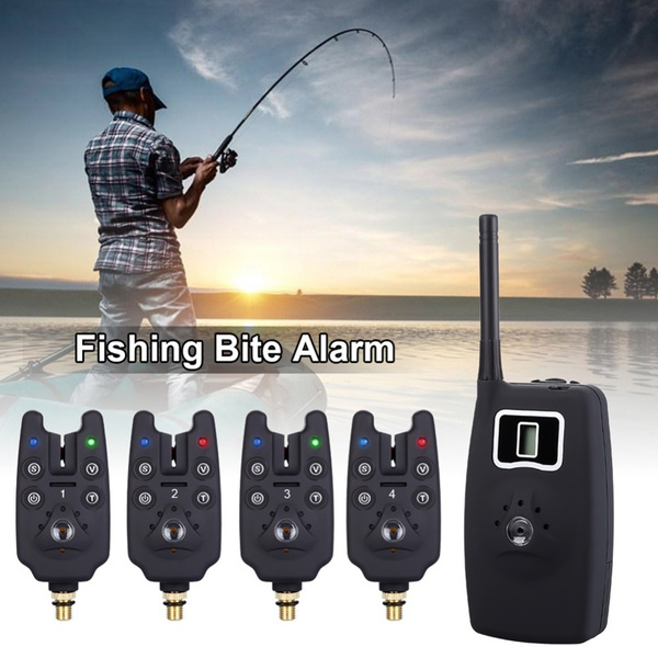 Electronics Fishing Bite Alarms Set 4Pcs Colors LED Volume Adjustable Carp  Fishing Alarm Kit 4 Bite Alerters 1 Receiver