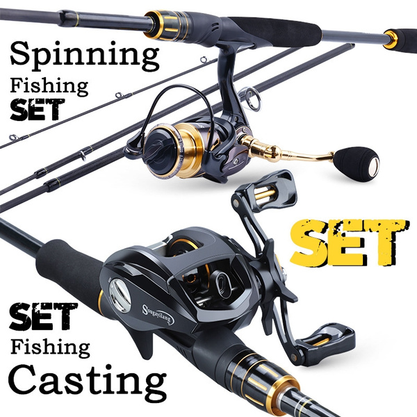 Sougayilang 4 Sections Casting/Spinning Fishing Rods Set Portable