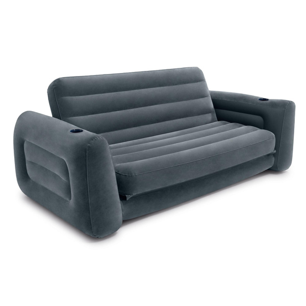 Inflatable Pull Out Sofa Bed Sleep, Black Leather Sofa Bed Queen Size