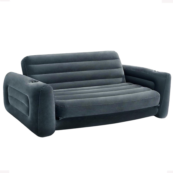 Intex Queen Size Inflatable Pull Out Sofa Bed Sleep Away Futon Couch Dark Gray Wish Inflatable Pull Out Sofa Bed Sleep, Black Leather Sofa Bed Queen Size