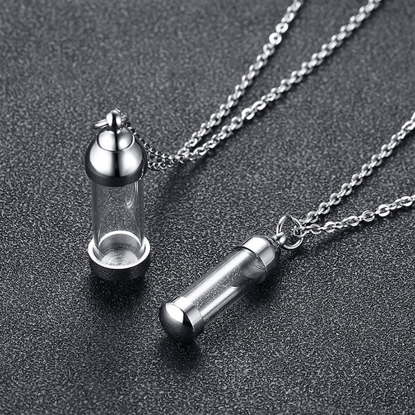 Men Women Glass Bottle Memorial Pendant Necklace Cremation Urn ...