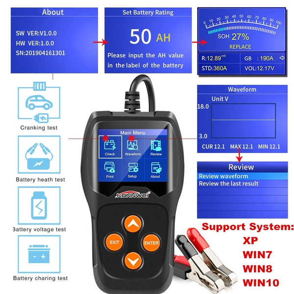 Universal 12V Car Battery Tester Digital Battery Analyzer LCD Diagnostic Tools 