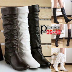 Knee High Boots, Plus Size, leather shoes, Womens Shoes