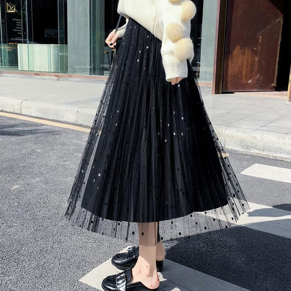 pleated net skirt