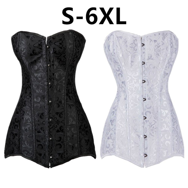 Womens Gothic Boned Black Steampunk Corset Top Costume Plus Size