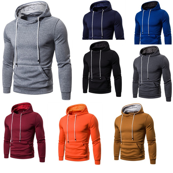 Hoodie Men's Solid Color Long Sleeve Hoodie Autumn Winter Men's Hoodie ...