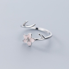 Couple Rings, Sterling, Plants, Flowers