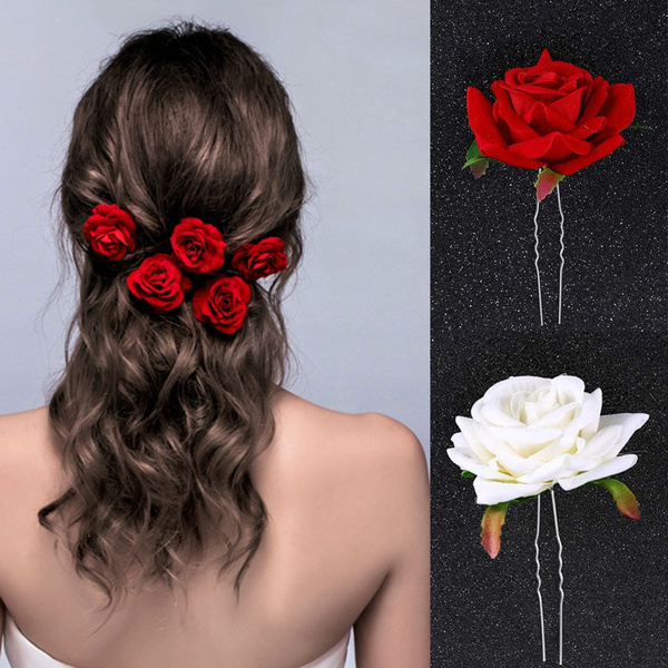 Women Bride Silk Rose Flowers Hairpins Wedding Hair Accessories Handmade  Rose Headdress Party Hair Accessories | Wish