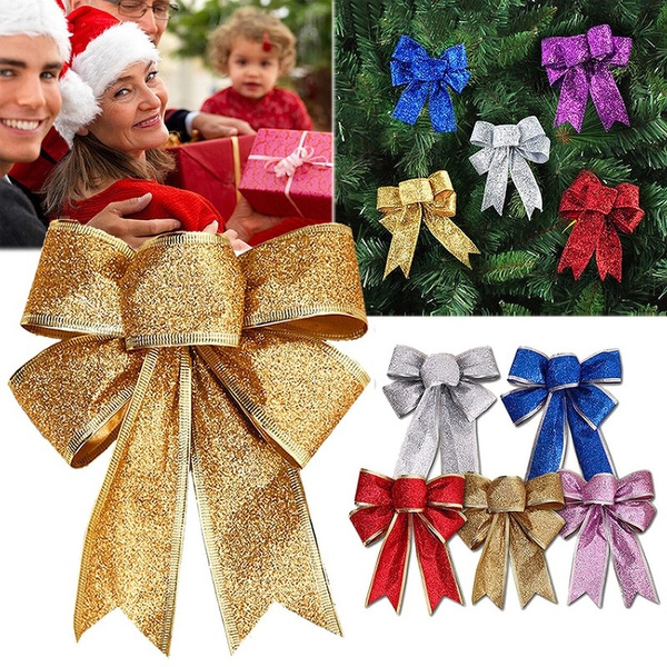 5 Colors Bows Bowknot Christmas Tree Party Gift Present Xmas Decorations DIY DH 