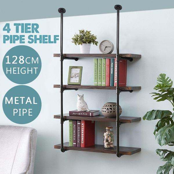 E F Shape 3 4 Tiers Industrial Ladder, Pipe Wall Mount Ladder Bookcase