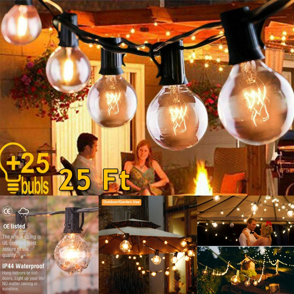 25 Ft G40 Globe Bulb String Lights With 25 Transparent Balls Bulbs Vintage Indoor Outdoor Hanging Umbrella Patio String Lighting Eu Uk Us Plug Wish