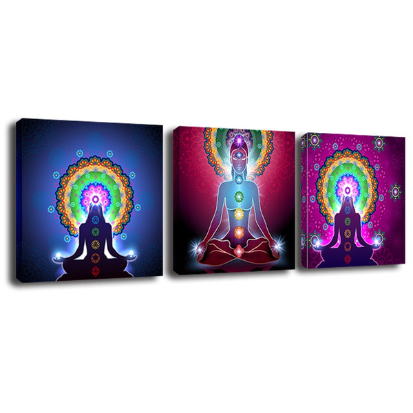 Canvas Art Prints Indian Buddha Statue Meditation 7 Chakra Mandala ...