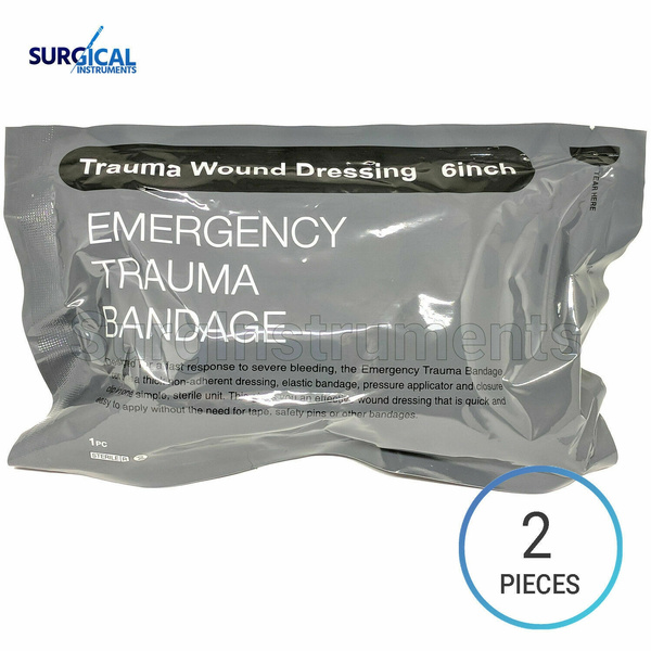 2 pcs 6 Israeli Bandage Type Emergency Trauma Wound Dressing Military Type