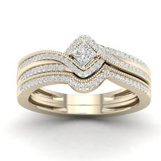18 k, Engagement Wedding Ring Set, wedding ring, gold