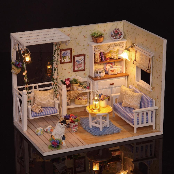 DIY Miniature Dollhouse Kit Realistic 3D Wooden House Room Craft with  Furniture Lights 's Day Birthday Christmas Gift 
