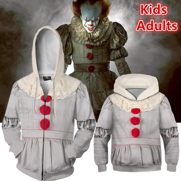 Fashion New Upgraded Kids or Adults Size 3D Print Horror Movie IT Clown Pennywise Cosplay Hoodie Halloween Hoodie Sport Sweatshirt