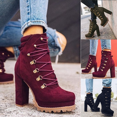 short boots, thickheel, Lace, winter fashion