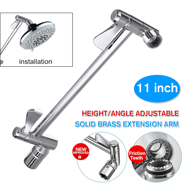 11" Solid Brass Height & Angle Adjustable Extension Shower Wall Arm Bathroom 