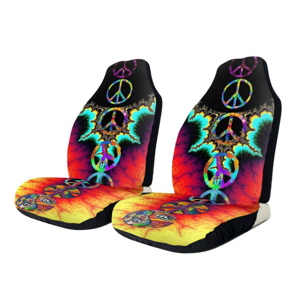 Car Seat Covers Peace Sign Tie Dye Protector Cushion Universal Bucket Cover Fits Most Cars Truck Suv Van Wish - Tie Dye Car Seat Covers Full Set