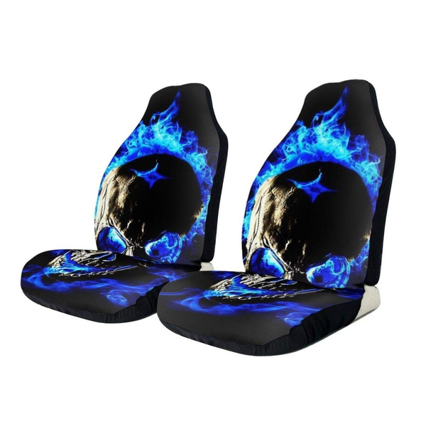 INTERESTPRINT Car Seat Cover Protector Cushion Ice Skull in Cold Flame Comfortable Wear Resistant Universal Automobile Seat Covers