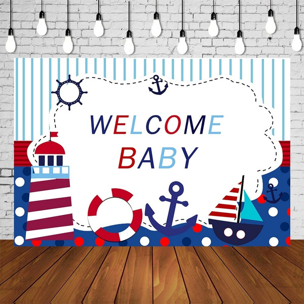 nautical theme baby shower Party Backdrop birthday navy seafaring Banner  cake table Decoration photo Background studio posters