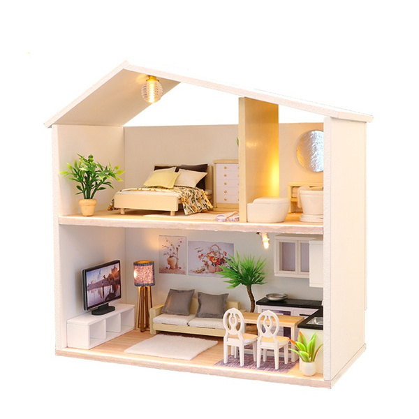 with Furnitures Kit Environmentally DIY Miniature Doll House for Graduation 