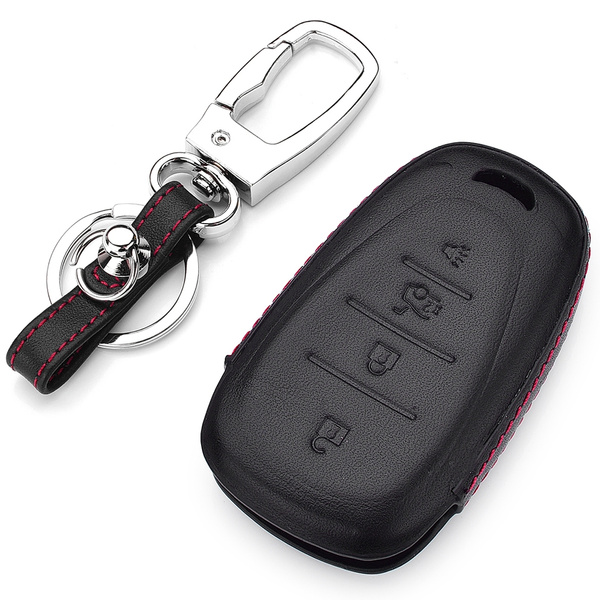 Car Key Case, Genuine Leather Car Smart Key Chain Keychain Holder