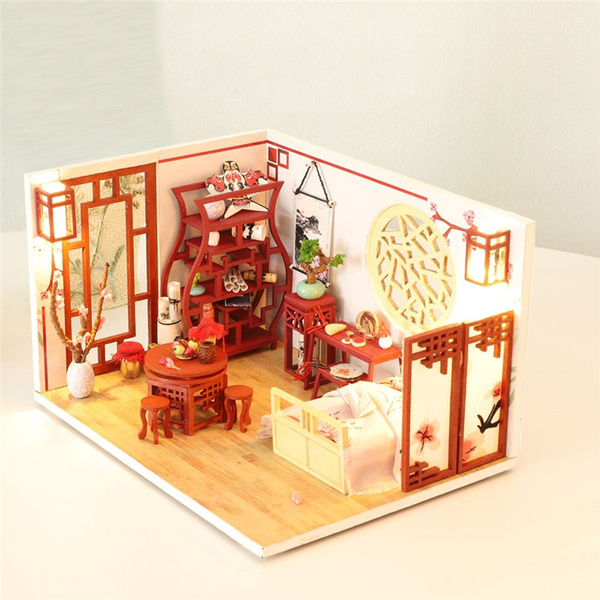 DIY MINI Doll House Miniature DIY Dollhouse With Furnitures Wooden House  Waiting Time Toys For Children Birthday Gift C007