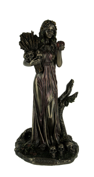 Persephone Greek Goddess of Vegetation Holding Skulls and Wheat Statue ...